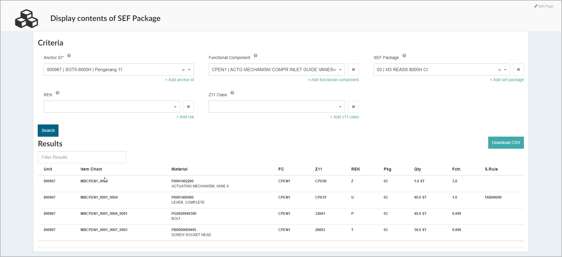 Intuitive end-user search interface across the fleet of large gas turbines